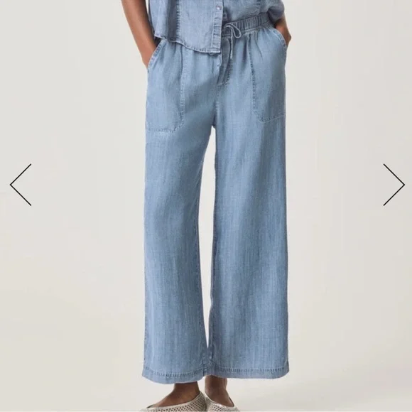 $168 Splendid  Angie Indigo Pant Sz L cropped wide leg super soft & lightweight - Picture 4 of 14